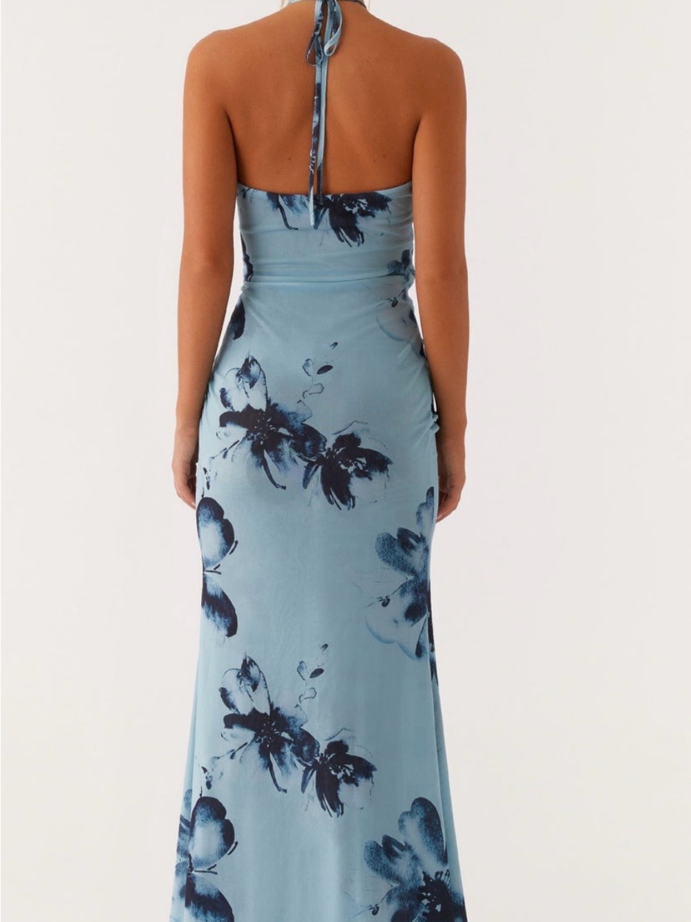 Peppermayo Light Blue Floral Halter Cutout Maxi Dress - Picture 2 of 2